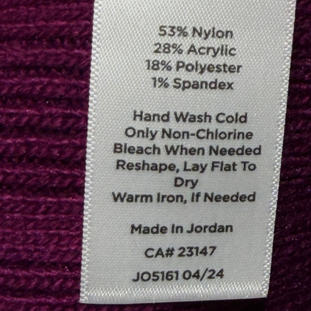 Talbots Plus Sweater Sz 1X Magenta Purple Ribbed Mock Neck Gold Button Shoulder - Picture 6 of 7